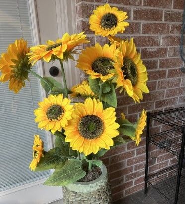 easyflower Sunflower Flower Stick Pack of 1 Home Decor Artificial Big Size Vase Yellow Yellow Sunflower Artificial Flower-picture-20