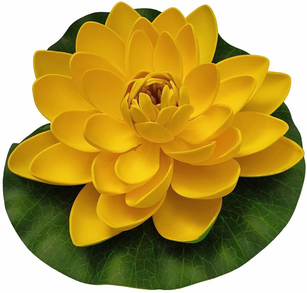 shreeradhearts Artificial Floating Lotus Flower Natural Looking for Pool and Home Decoration Yellow Wild Flower Artificial Flower image 1