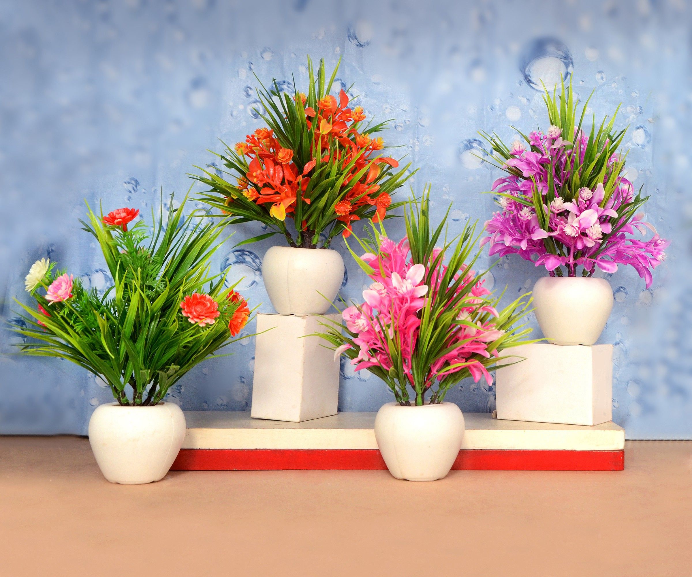 risempire Artificial Plant For Home/Offi0ce Table Decoration or Gift ( Pack of 4, 7inch) Bonsai Wild Artificial Plantwith Pot-picture-25