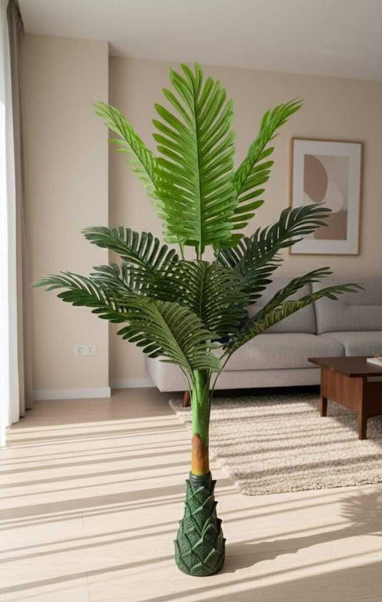 Flowers Basket Elegant Artificial Palm Tree with lightweight Artificial Plant with Pot-image-1