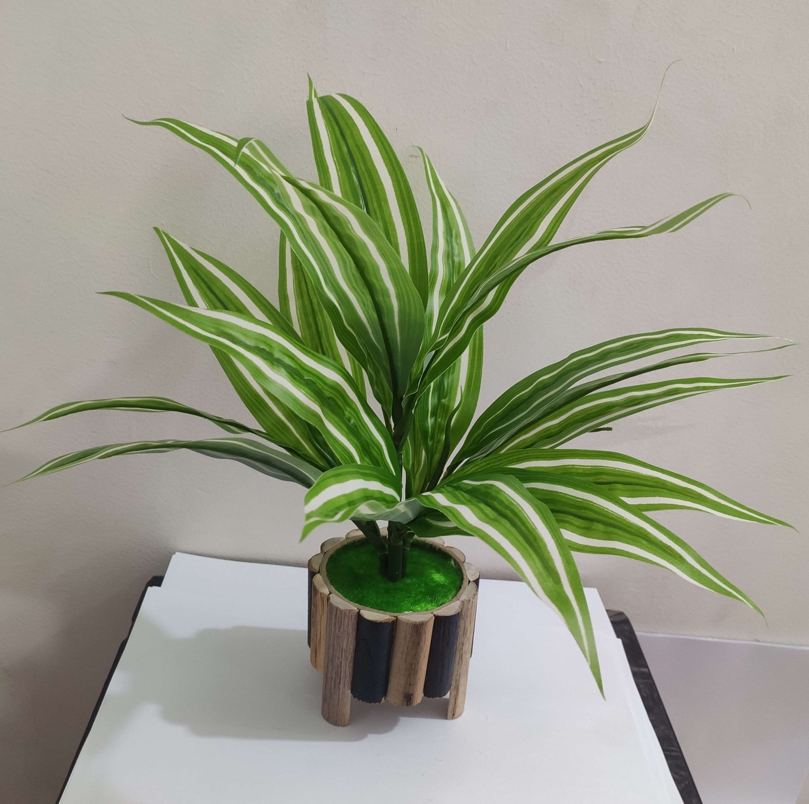 4 Branches Spider Plant with Stylish White Pot Artificial Plant with Pot-image-43