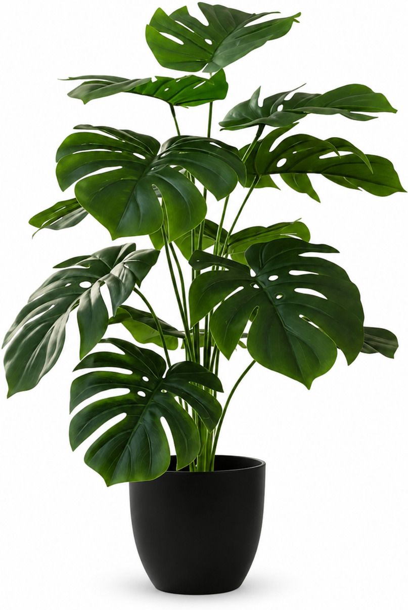 rsgardenia Artificial Palm Plants 12 Leaves Faux Turtle Leaf Monstera Artificial Plant with Pot-picture-27