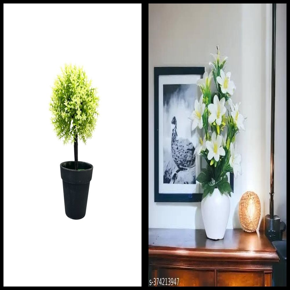 nexat Artificial Plant with Pot for Decoration of LivingRoom, Showcase or Office Table Bonsai Wild Artificial Plant with Pot-picture-2