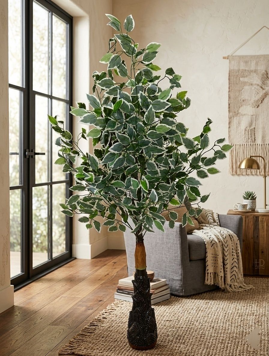 Artificial Ficus Tree with Decorative Pot for Home Decor with UV protection Artificial Plant with Pot-image-18
