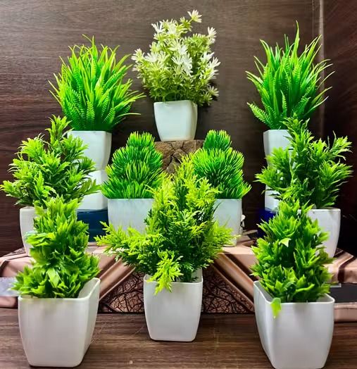 Naturaly Set of 10 Artificial Plants Bonsai Wild Artificial Plant with Pot Bonsai Artificial Plant with Pot-image-35