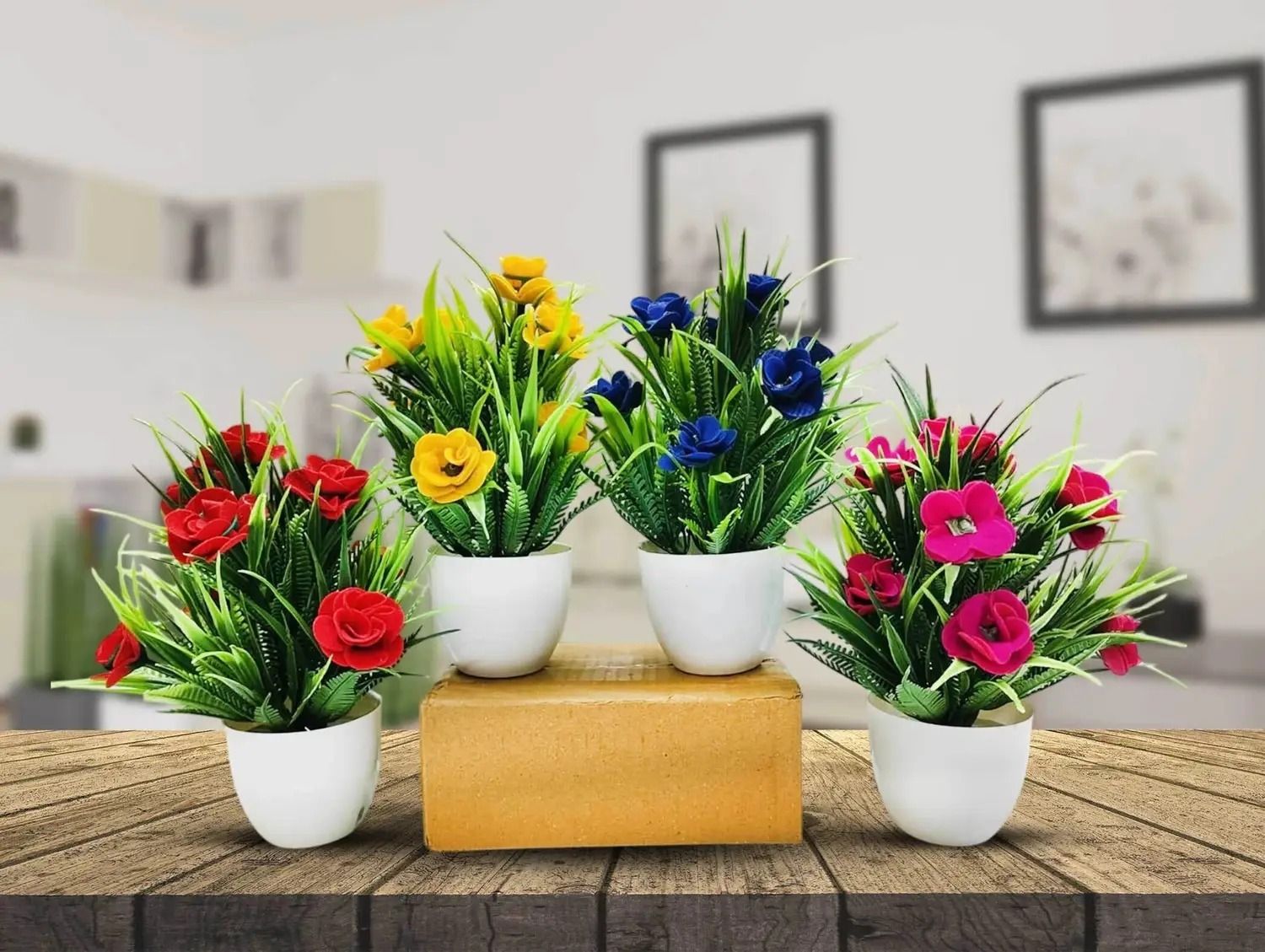 mogal Artificial plant for Home/Office Table Decoration(Pack of 4) Bonsai Wild Artificial Plant with Pot-picture-12