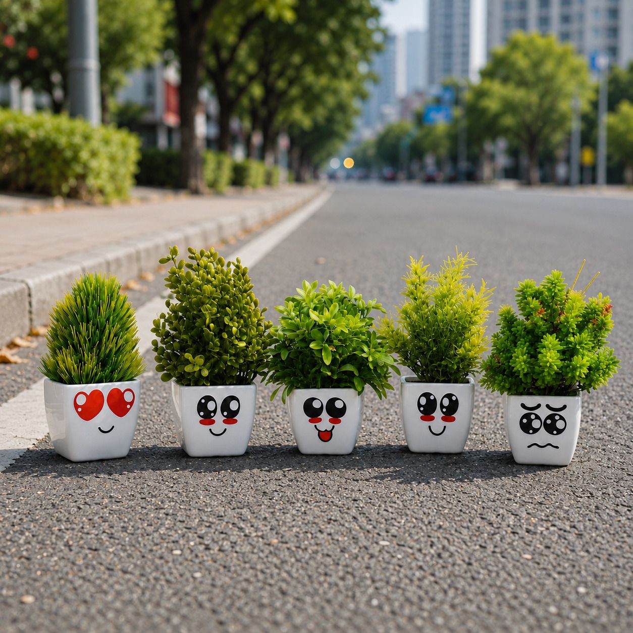 Pack Of 5 Pretty Sticker Plant For Home Decoration Bonsai Wild Artificial Plant with Pot-image-15