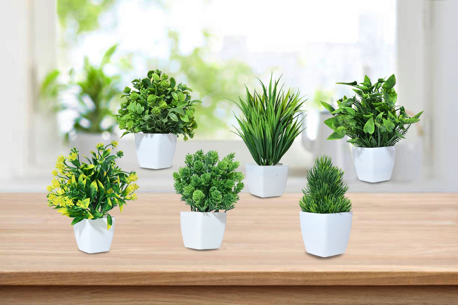 Artificial Plant For Home/Office Table Decoration or Gift ( Pack of 6, 7inch) Wild Artificial Plant with Pot-image-43