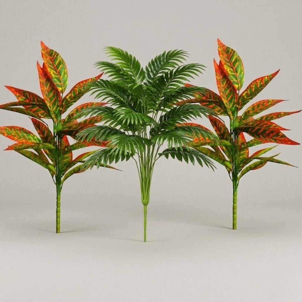 Artificial Croton & Areca Palm Plant Combo (Set of 3) ( WITHOUT POTS ) Artificial Plant-image-36