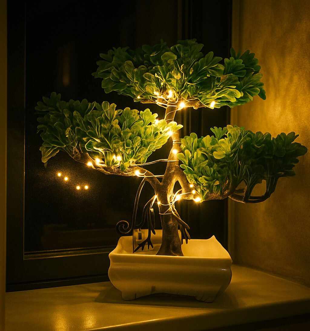 Fake Plant For Tabletop Décor Plant With Led For Home Décor, Indoor Decoration Bonsai Wild Artificial Plant with Pot-image-25