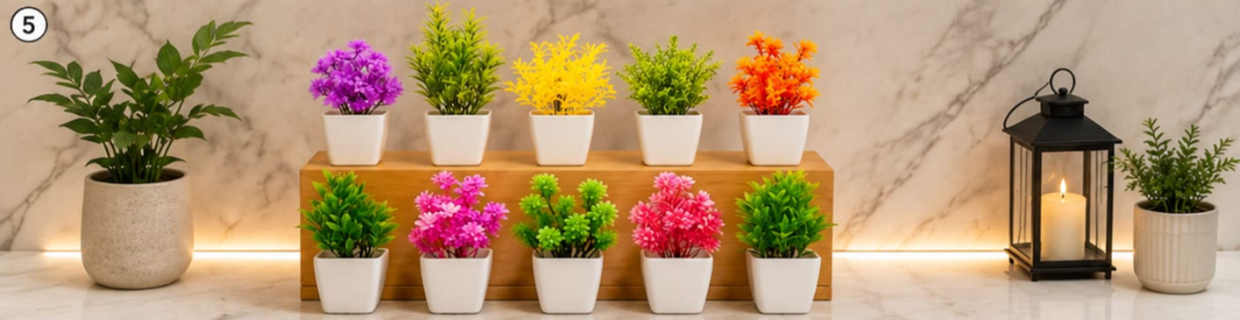 Flora Bliss 10 (PACK OF 10) Bonsai Artificial Plant with Pot-image-9