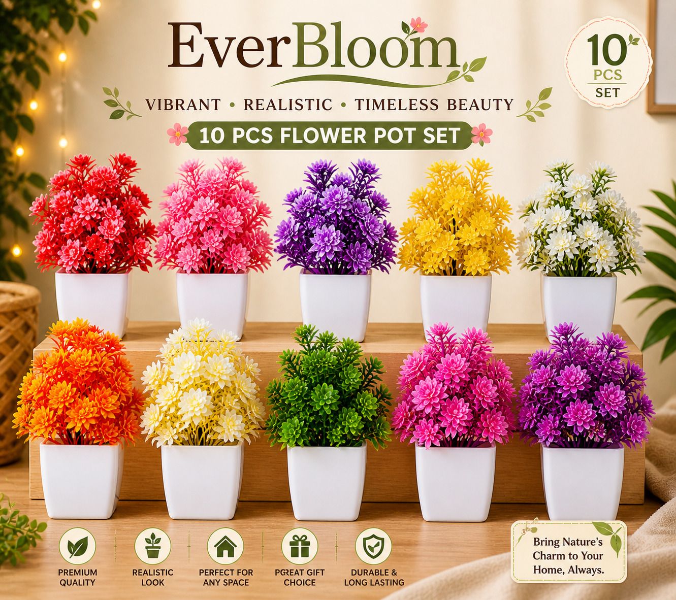 dodecroo ColorBloom Premium Artificial Plant Set – 12 Pcs Bonsai Wild Artificial Plant with Pot-picture-19