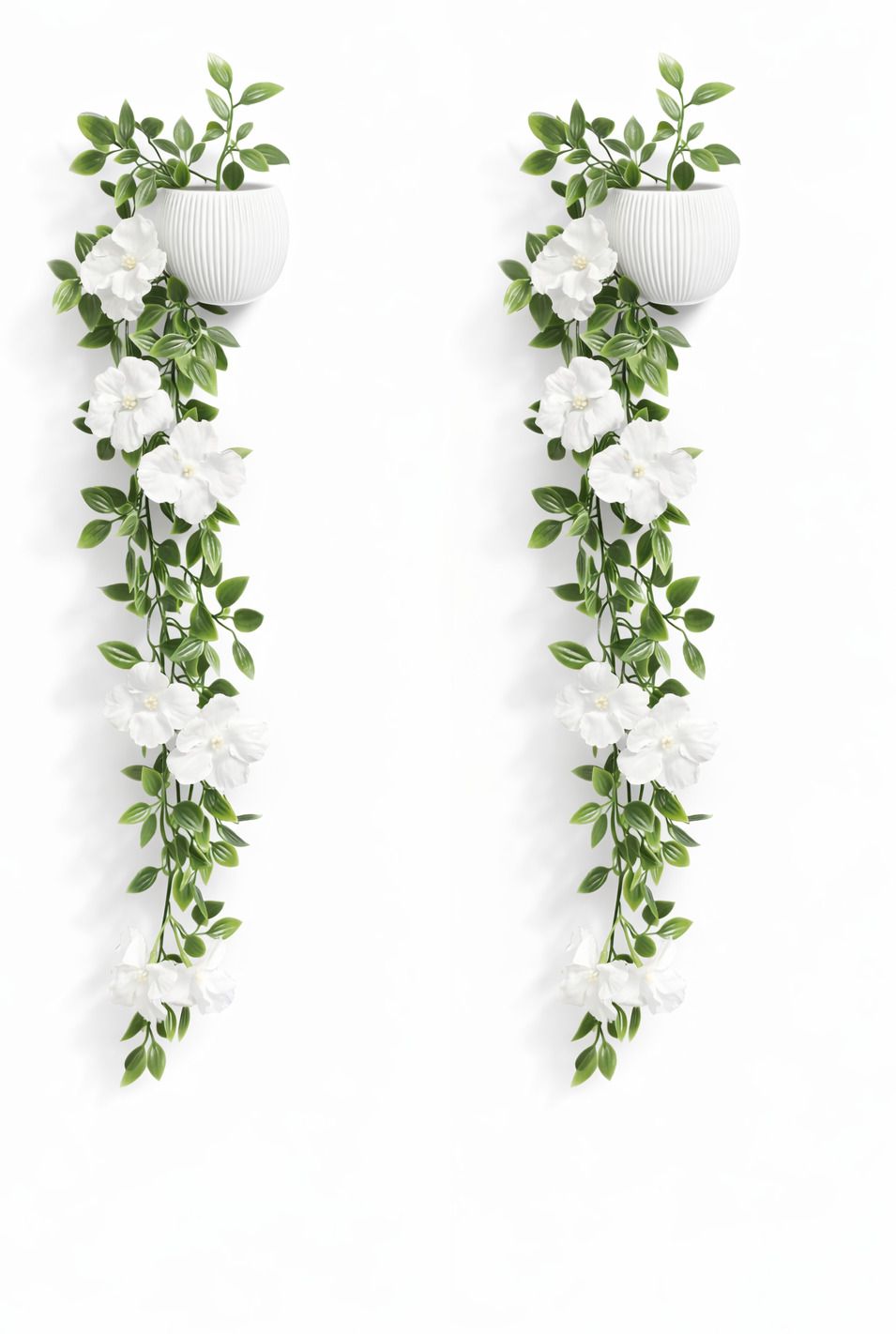 Set of 2 Artificial Creeper with 12 Flowers in Mini Pot for Wall Shelf Decor, Artificial Plant with Pot-image-43