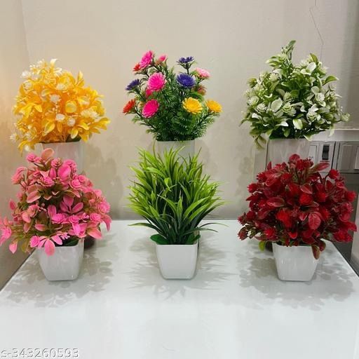 oceanretailer Plant Set Artificial Plant with Pot-picture-12