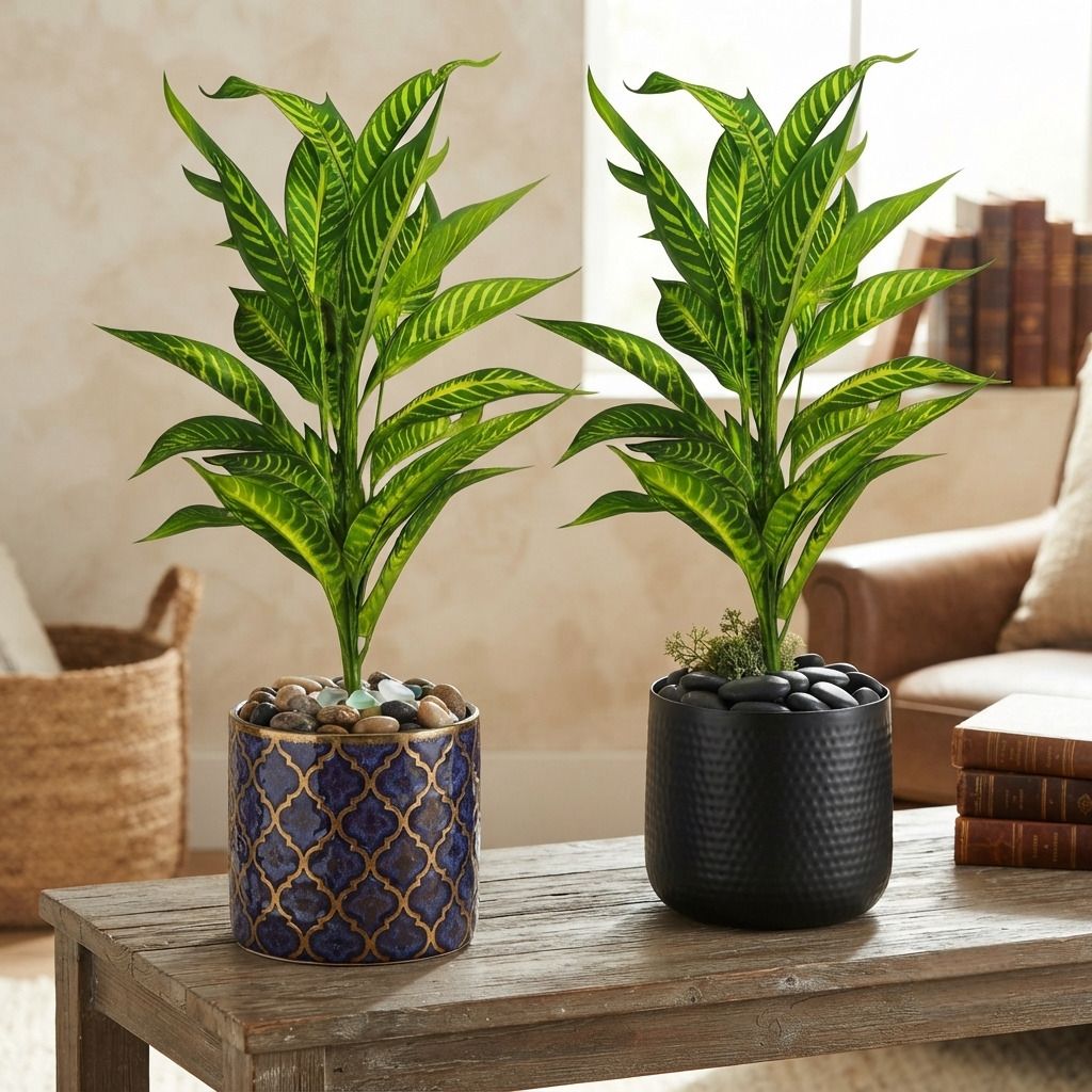 eden Artificial Dieffenbachia Leaf Bush (WITHOUT POTS) Faux Green Foliage Plant Stem Artificial Plant-picture-34