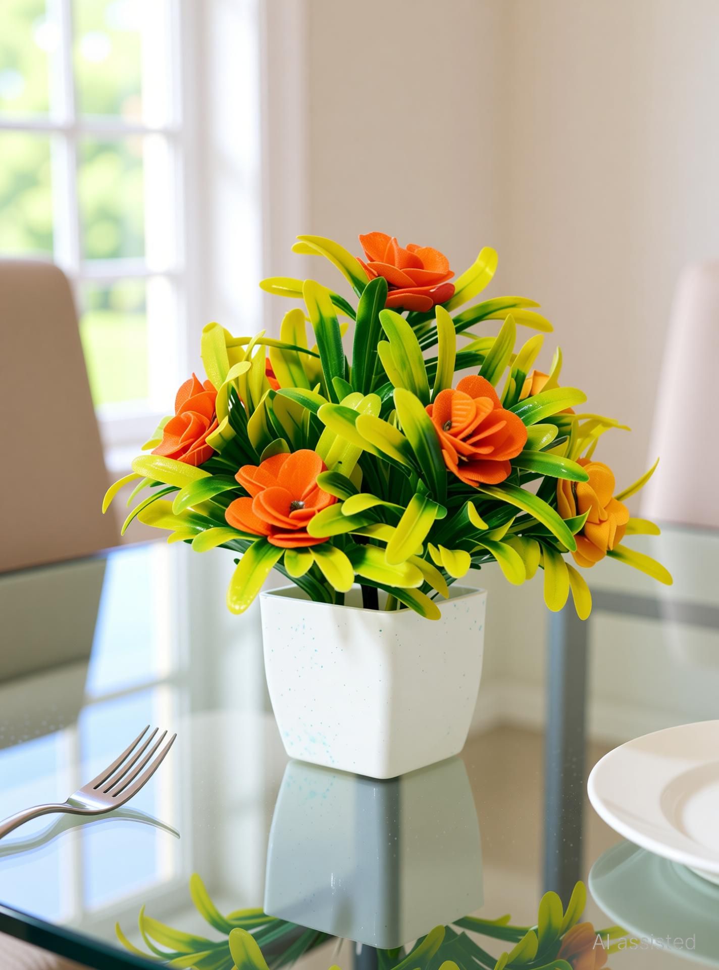 Artificial Flower Bunch For Home Decoration (Pack Of 5and 5 Sticks) Wild Artificial Plant with Pot-image-16