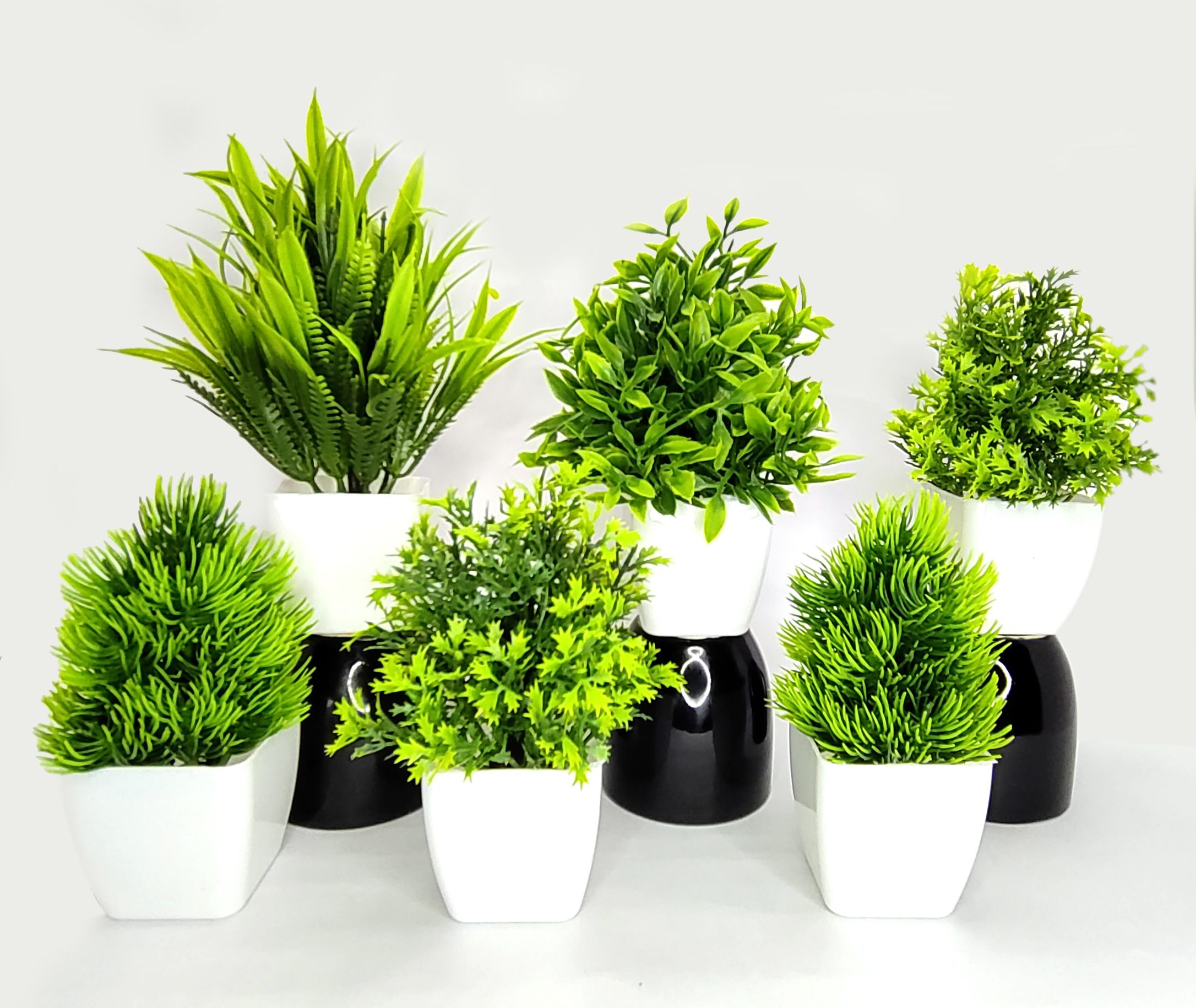 6-Piece Home Decor and Living Room lifelike faux plants Bonsai Wild Artificial Plantwith Pot