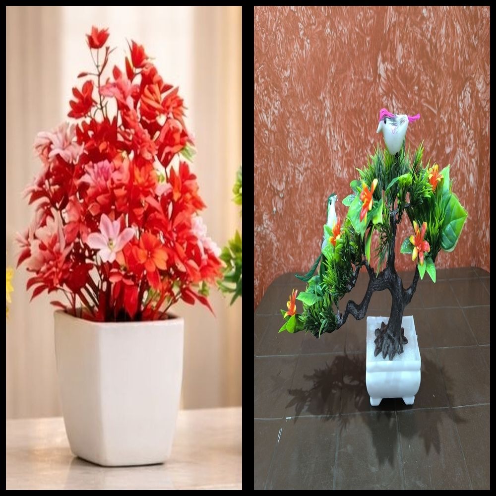 lakhaji Artificial Plant with Pot for Decoration of LivingRoom, Showcase or Office Table Bonsai Wild Artificial Plant with Pot-picture-1