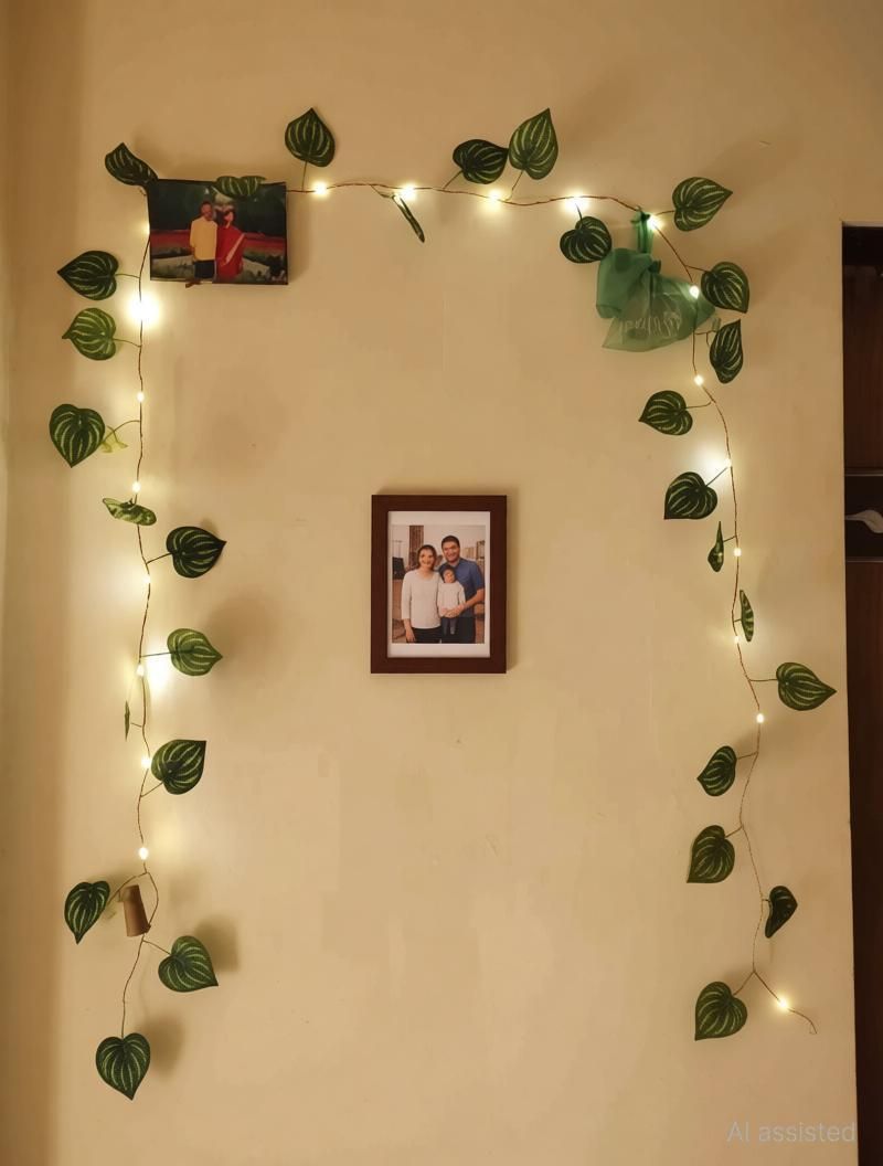 7-Foot Money Plant Vine with String Lights for Home, Wedding, and Party Décor Artificial Plant-image-2