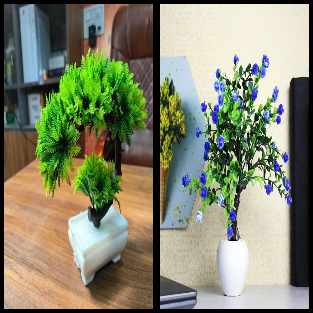 nexat Artificial Plant with Pot for Decoration of LivingRoom, Showcase or Office Table Bonsai Wild Artificial Plant with Pot-picture-3