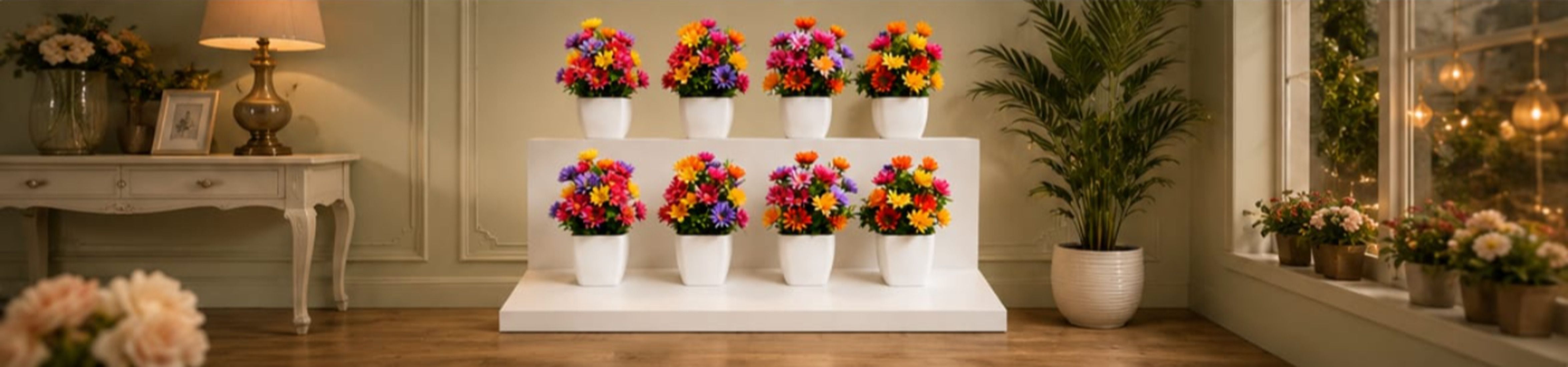 Floral Elegance Pot (Pack of 12) Bonsai Artificial Plant with Pot-image-8