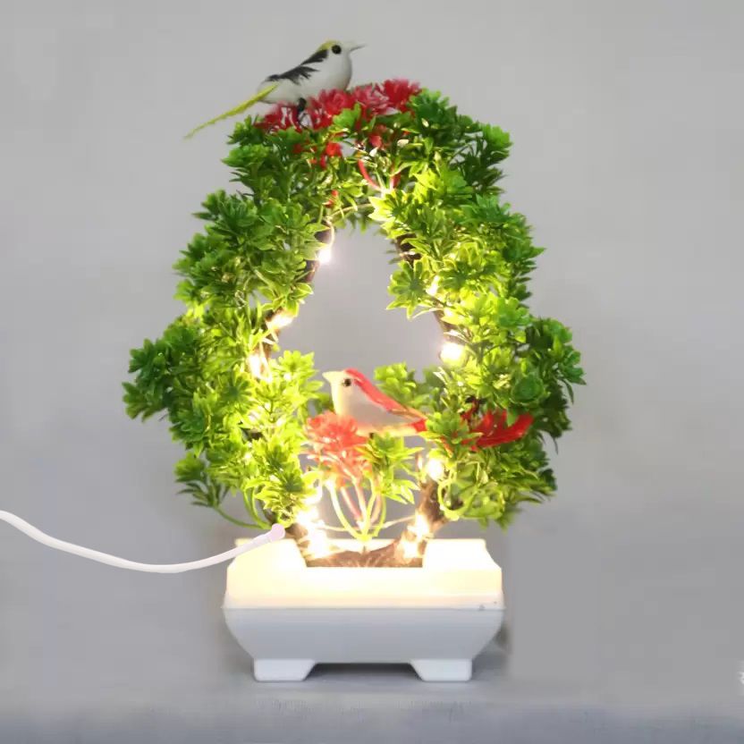 Led Light with USB Wire Artificial Plant With Sparrow Elevate Your Decoration Bonsai Wild Artificial Plant with Pot-image-8