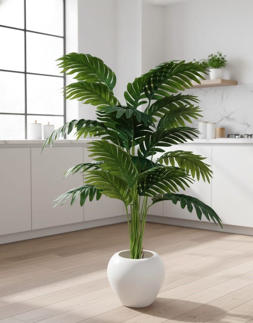 Artificial Green 18 Leafs Palm Tree Plant With Pot Artificial Plant Home Decor Artificial Plant with Pot-image-18