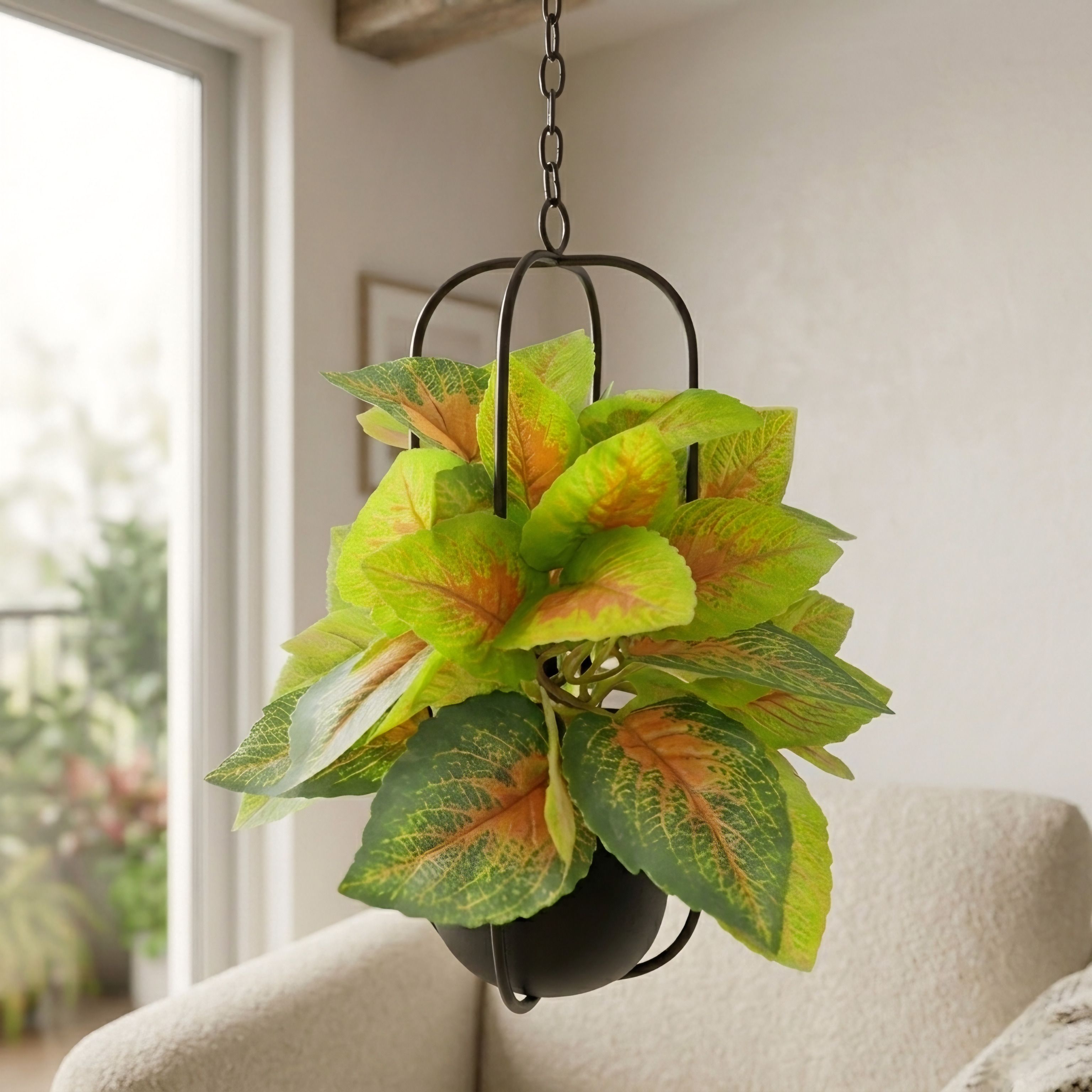 Artificial Hanging Money Plant with Metal Pot and Chain for Home Decor Bonsai Artificial Plant with Pot-image-6