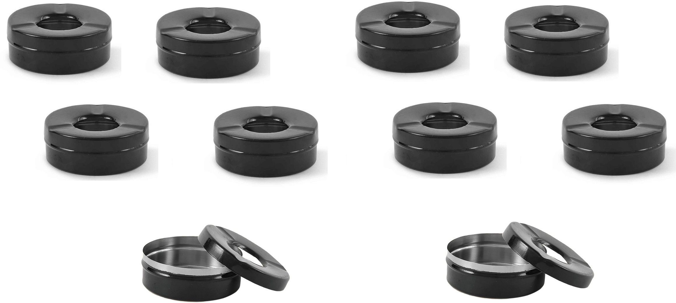 Dynore Stainless Steel Black Matt Lid Ash Tray- Set of 10 Silver Steel Ashtray-picture-34