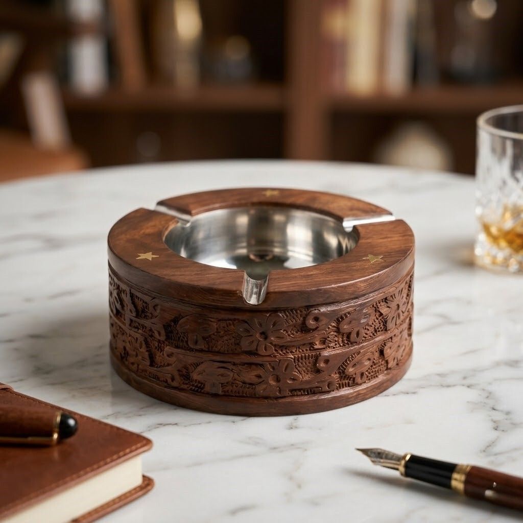 Brown Wood Ashtray-image-19