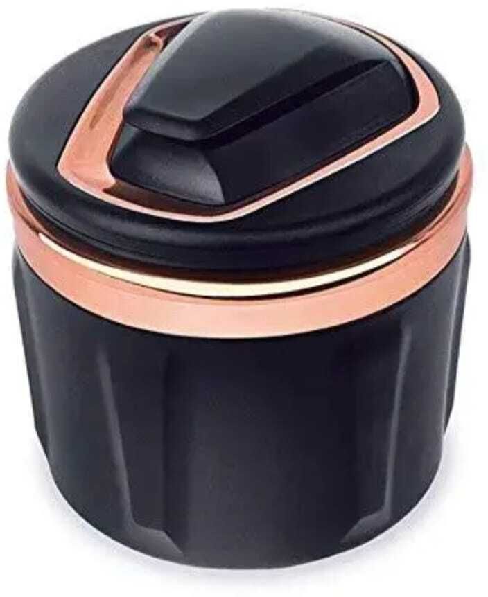 Portable Car Mini Dustbin with Lid Black Plastic Ashtray-image-46
