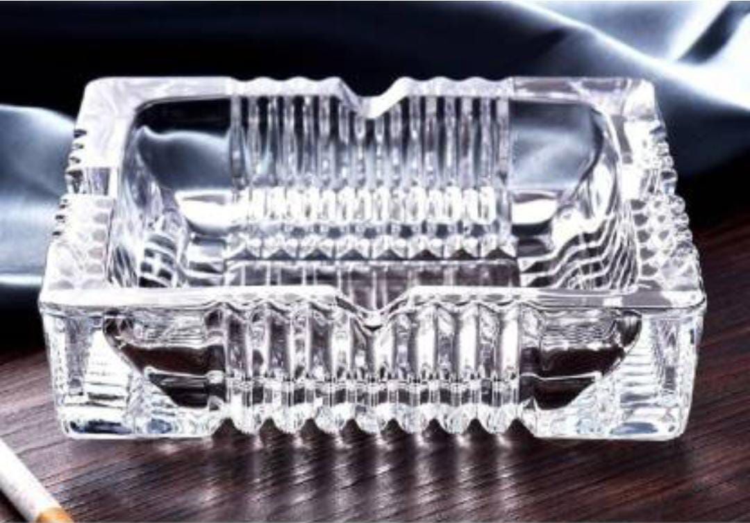 Square Cigarette Clear Glass New Ash Tray And Table Top Showpiece Clear Glass Ashtray-image-43