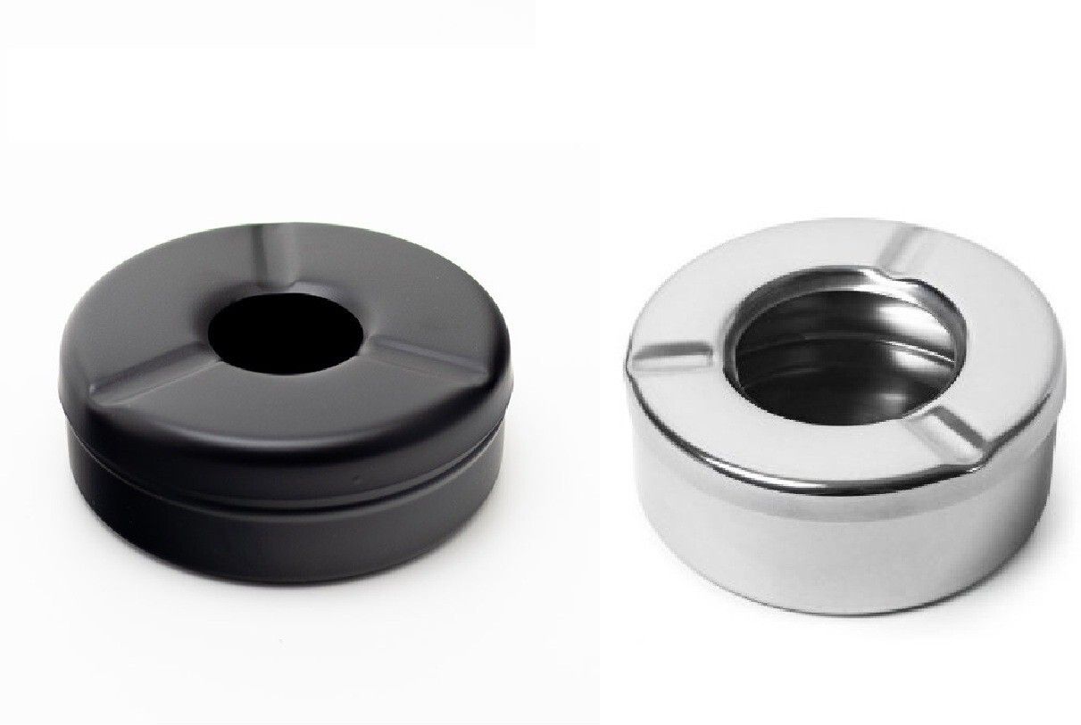 dynore Stainless steel Black/Silver Round Lid Ash Tray- Silver, Black Steel Ashtray-picture-38