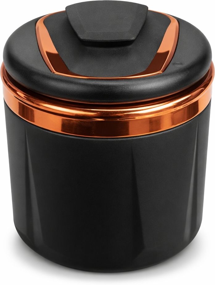 Gold, Black Plastic, Ceramic Ashtray-image-3