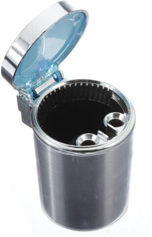 Universal Designer Blue LED Light and Rainbow Colors for Car / Home/ Office Multicolored Silver Plastic Ashtray-image-1