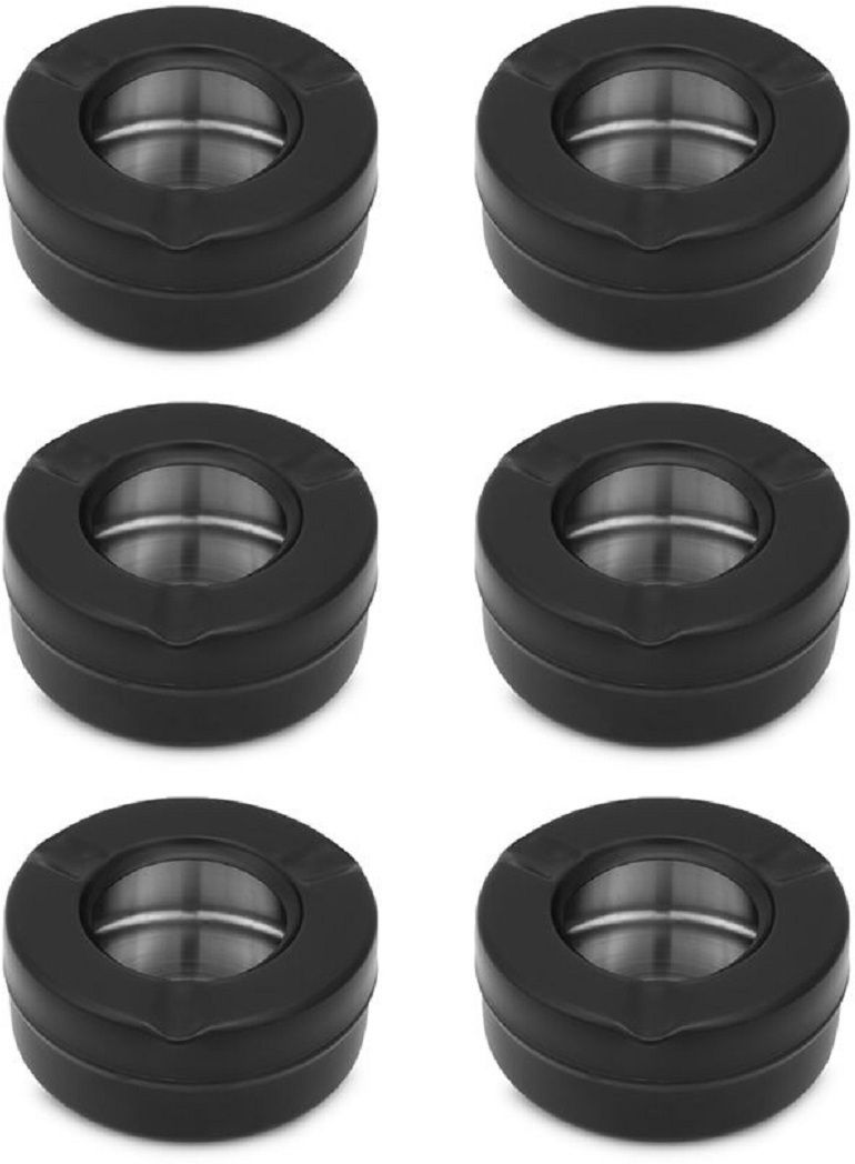 Black Matt Lid Ash Tray- Set of 6 Black Stainless Steel Ashtray-image-46