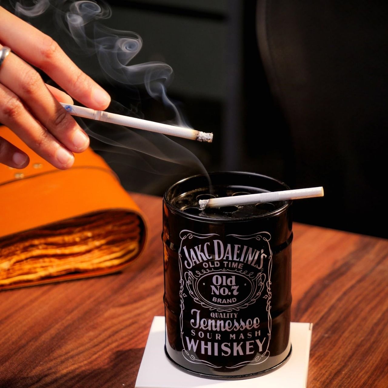 Aluminum Oil Drum Can Barrel Shaped Cigar Black Aluminium Ashtray Black Aluminium Ashtray-image-35
