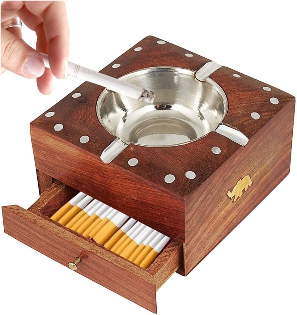 Wooden Ashtray Premium Brown Wood Ashtray-image-21