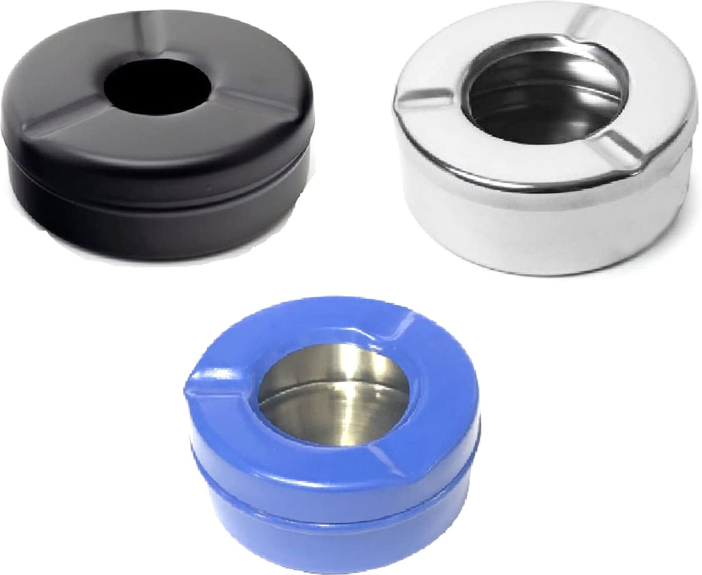 dynore Stainless Steel Multi Color Lid Ash Tray- Black/Silver/Blue Multicolor Stainless Steel Ashtray-picture-31