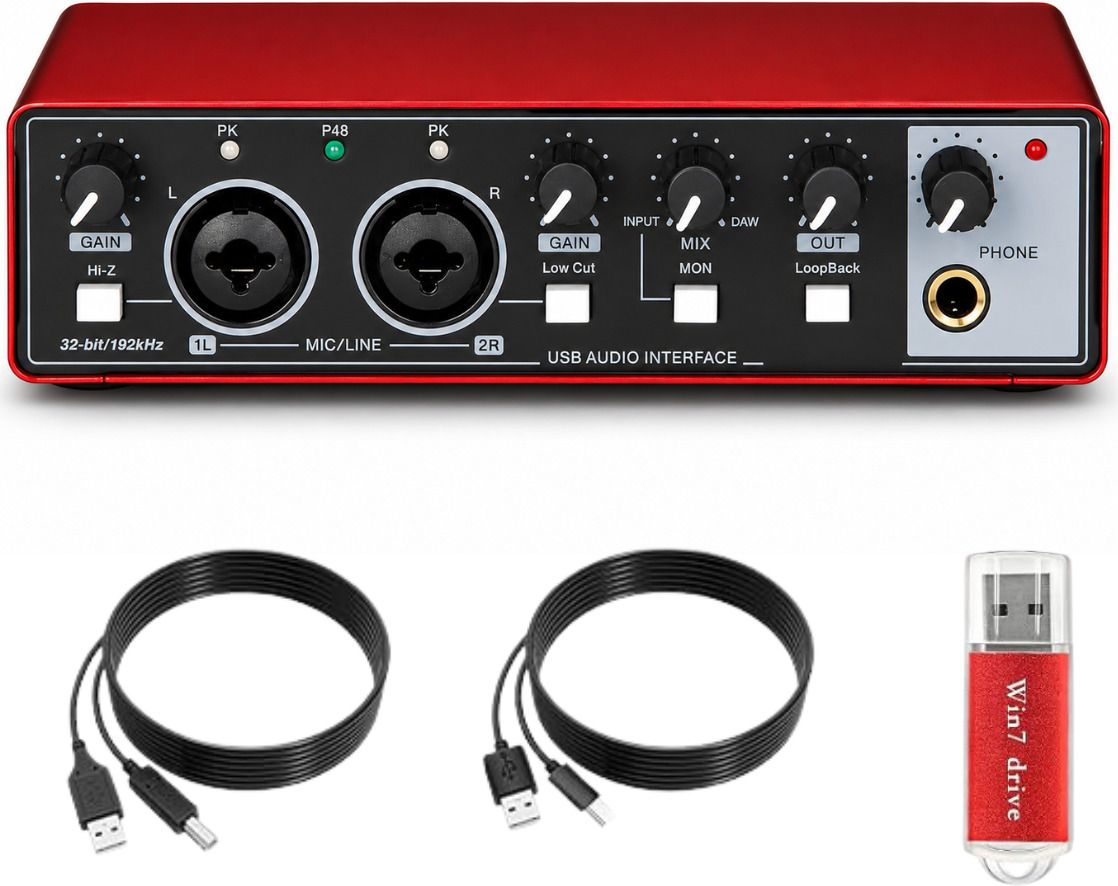 USB Audio Interface | 24bit/192kHz | 48V Phantom Power for Recording, Podcasting Audio Interface-image-31