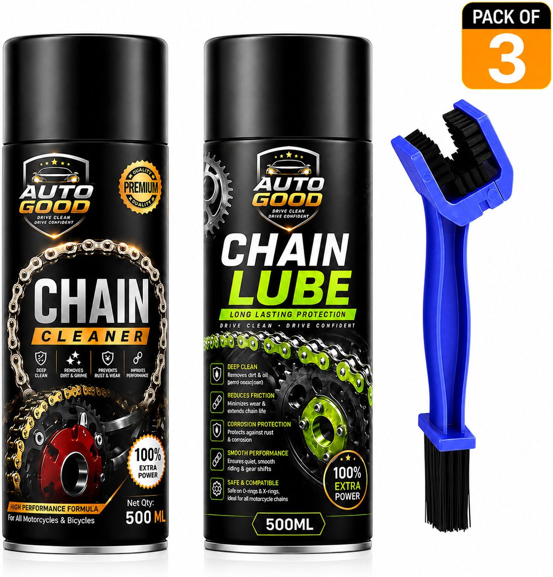 auto good 1 Chain Cleaner, 1 Chain Lube, 1 Chain Cleaning Brush Combo-picture-29