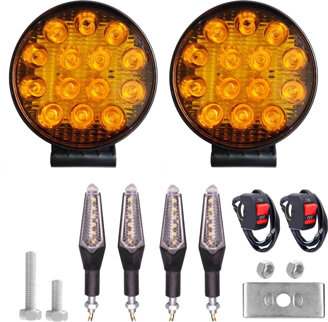 2 Pcs 14 Led Round yellow Fog Light with 2 On-Off Switch and 4 Indicator Combo-image-18