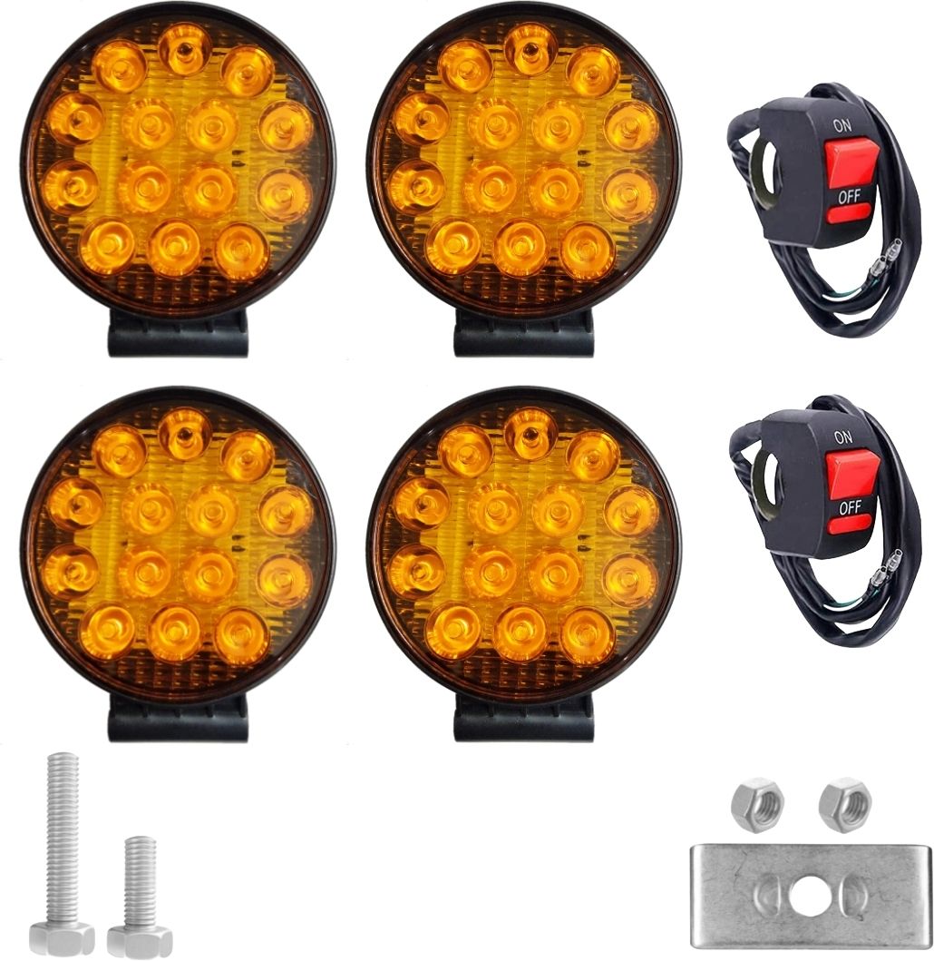 eshopglee Super Bright 4Pcs 14 Led Round yellow Fog Light with 2 On-Off Switch Combo-picture-12