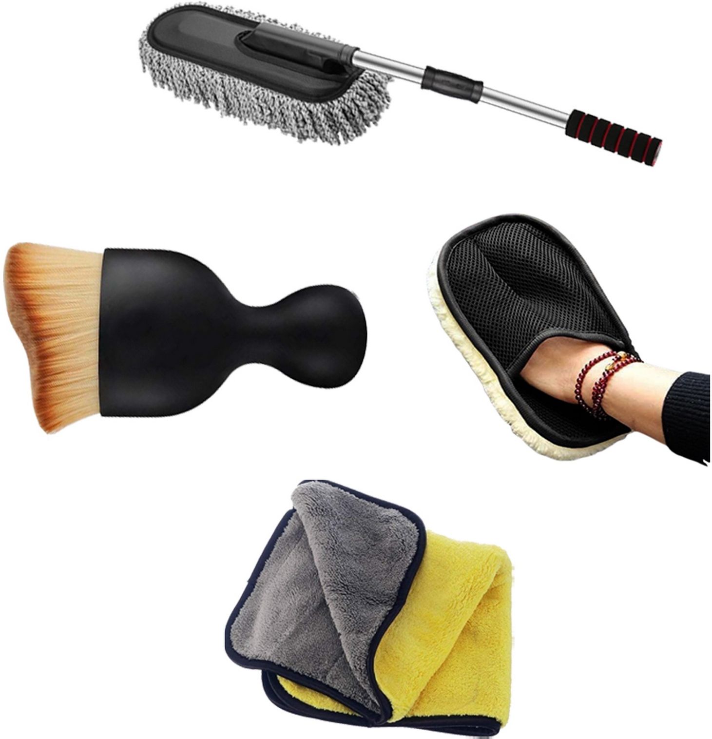 srbkfashion 4 Pcs Combo Of Microfiber Extended Big Duster, Gloves, Small Brush, Towel Combo-picture-25
