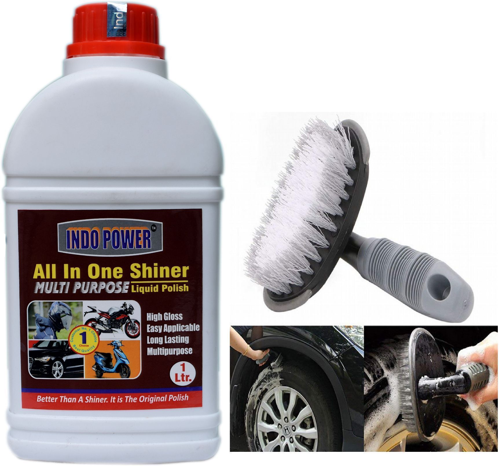 indopower ALL IN ONE SHINER 1000ml.+All Tyre Cleaning Brush Combo-picture-18