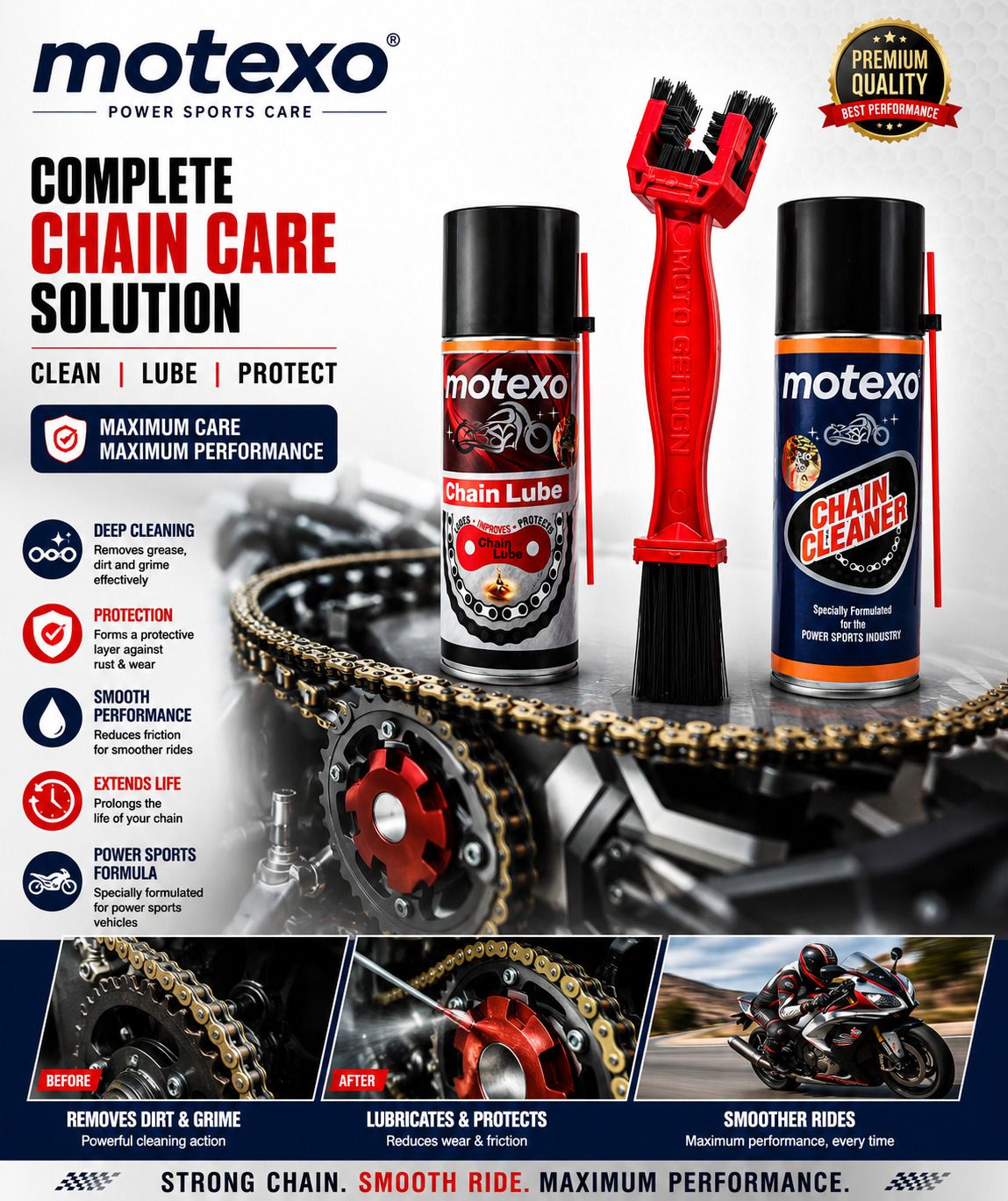 motexo 1 Bottle Of Chain Cleaner, 1 Bottle Of Chain Lubricant, 1 Chain Cleaning Brush Combo-picture-45
