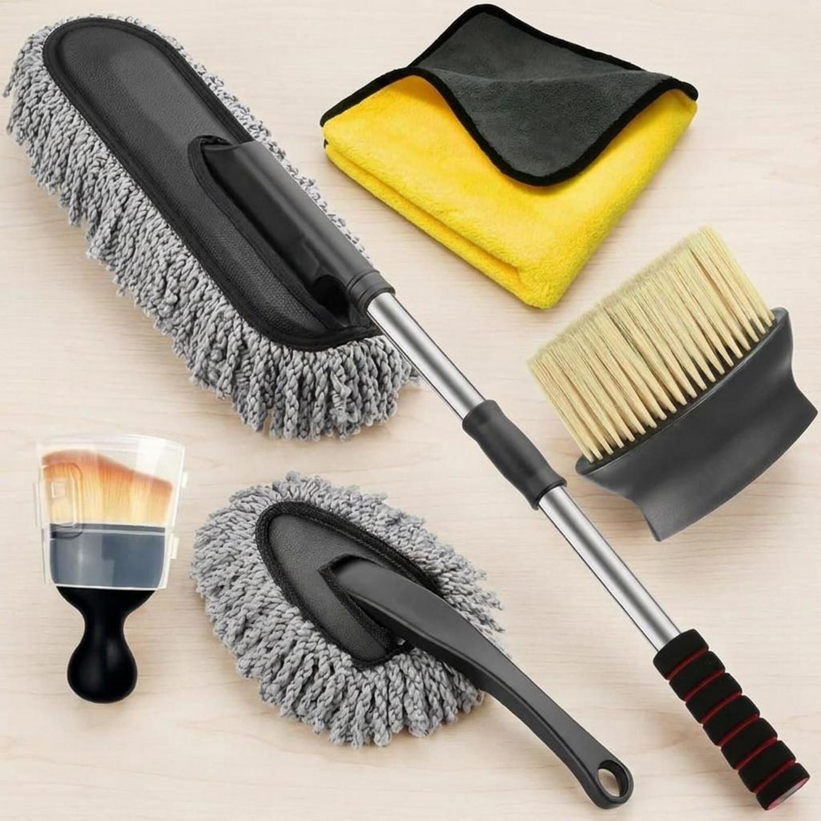 5 in 1 combo-2 type of soft brush, Microfiber big & small duster, cloth-5 Pcs-W Combo-image-40