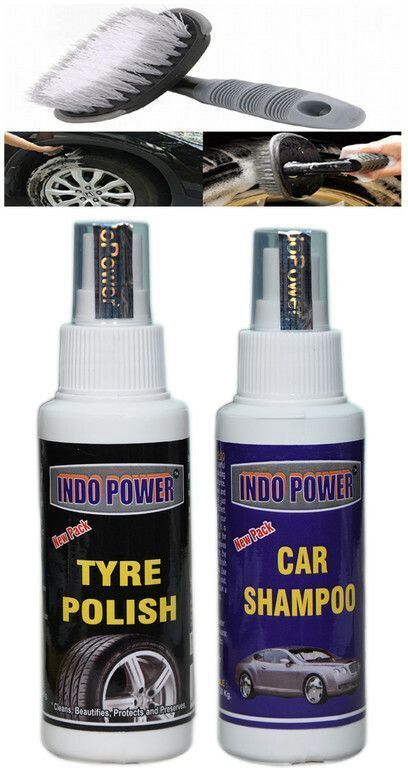 indopower Tyre polish 100ml.+Car Shampoo100ml.+All Tyre Cleaning Brush Combo-picture-34