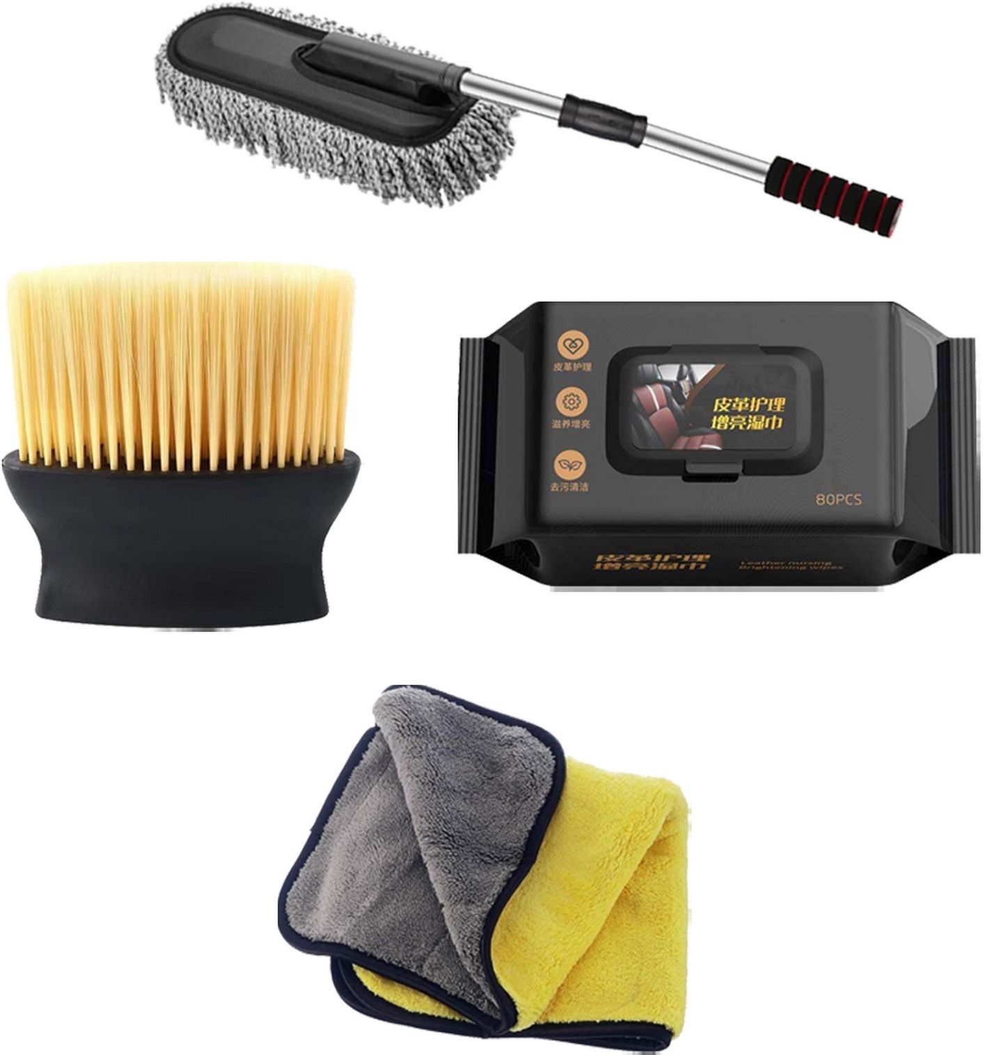 oridor 4 Pcs Combo Of Big Brush, Microfiber Big Duster, Microfiber Towel, Wipes Combo-picture-38
