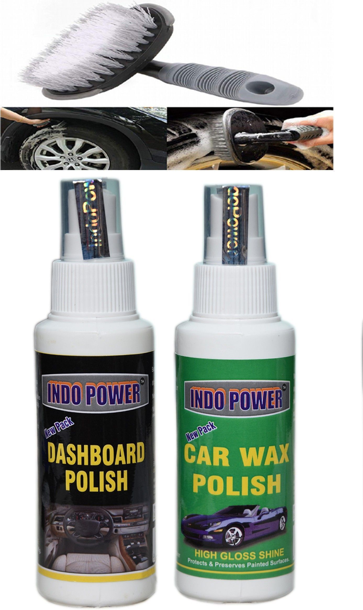 indopower Dashboad polish 100ml.+Car Wax polish 100ml.+All Tyre Cleaning Brush Combo-picture-35